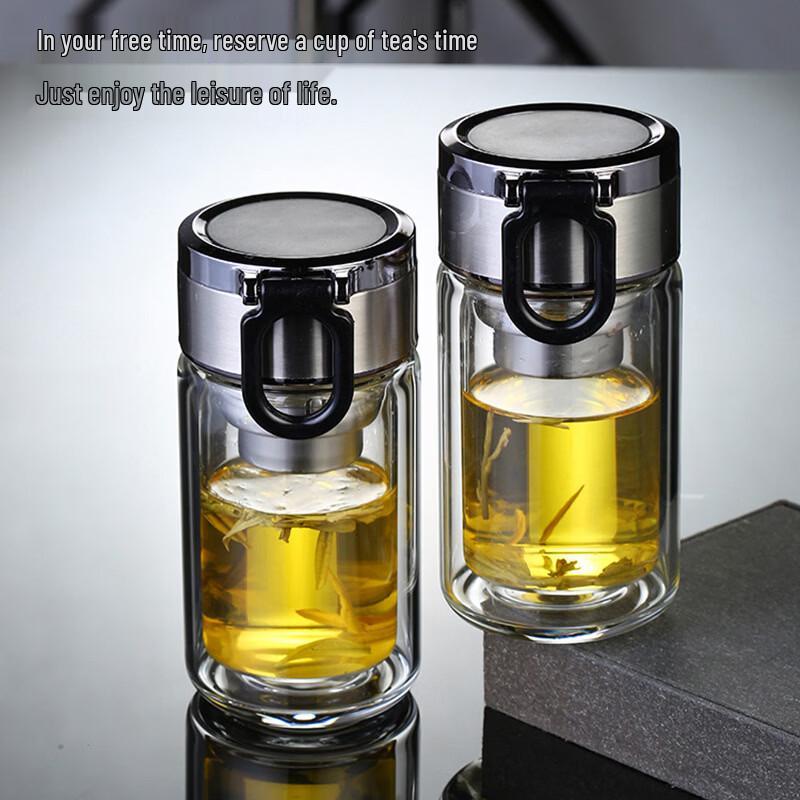 OLOEY Double-Layer Glass Tea Infuser Bottle