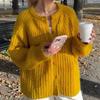 2025 Autumn/Winter New Women's Fashion Street Casual Solid Color Knitted Cardigan Round Neck Long Sleeve Sweater