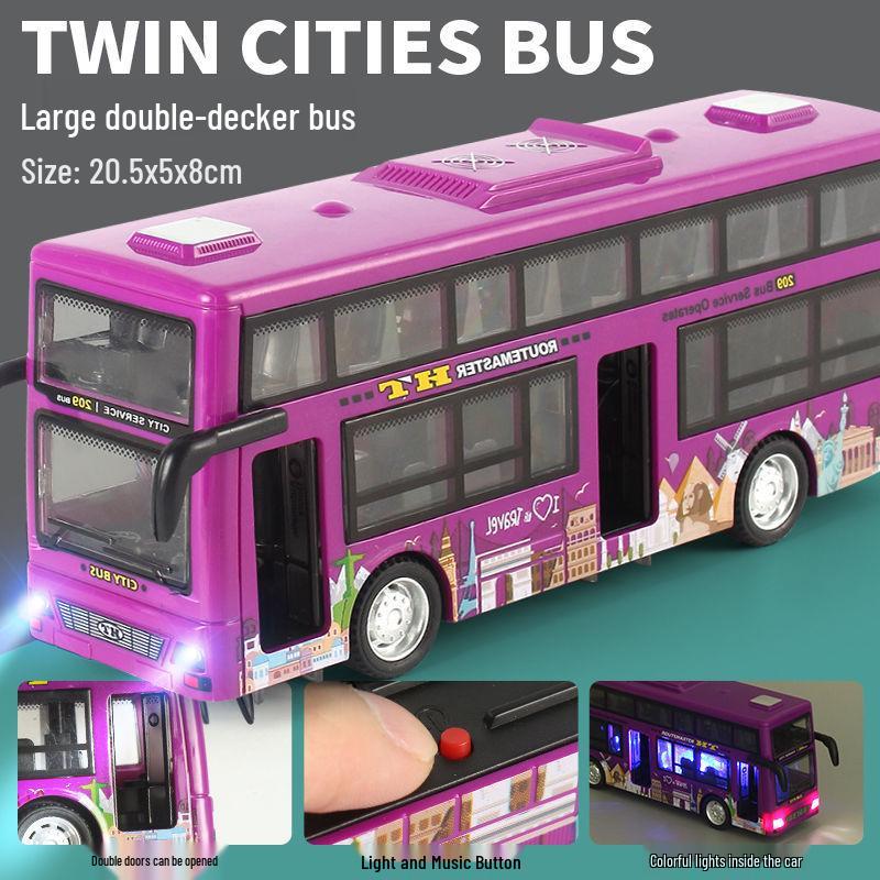 Children's Light & Sound Inertial Bus Toy with Opening Doors and Music