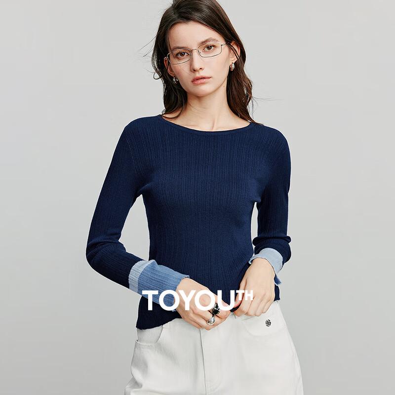 

Women s Color-block Ribbed Wool Blend Knit Top M