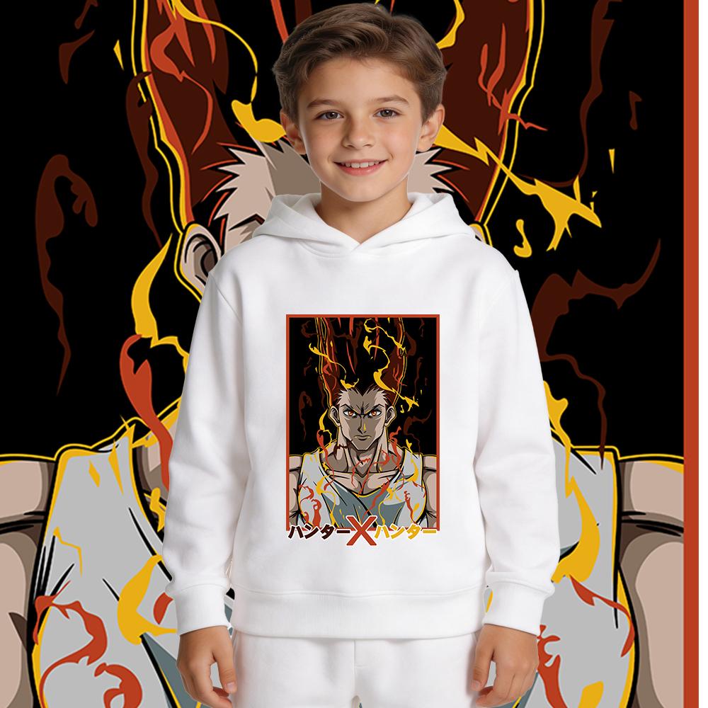 Hunter X Hunter Gon Anime Print Hoodie Kids Fleece Lined Pullover Warm Fall Winter Sweatshirt for Boys Girls