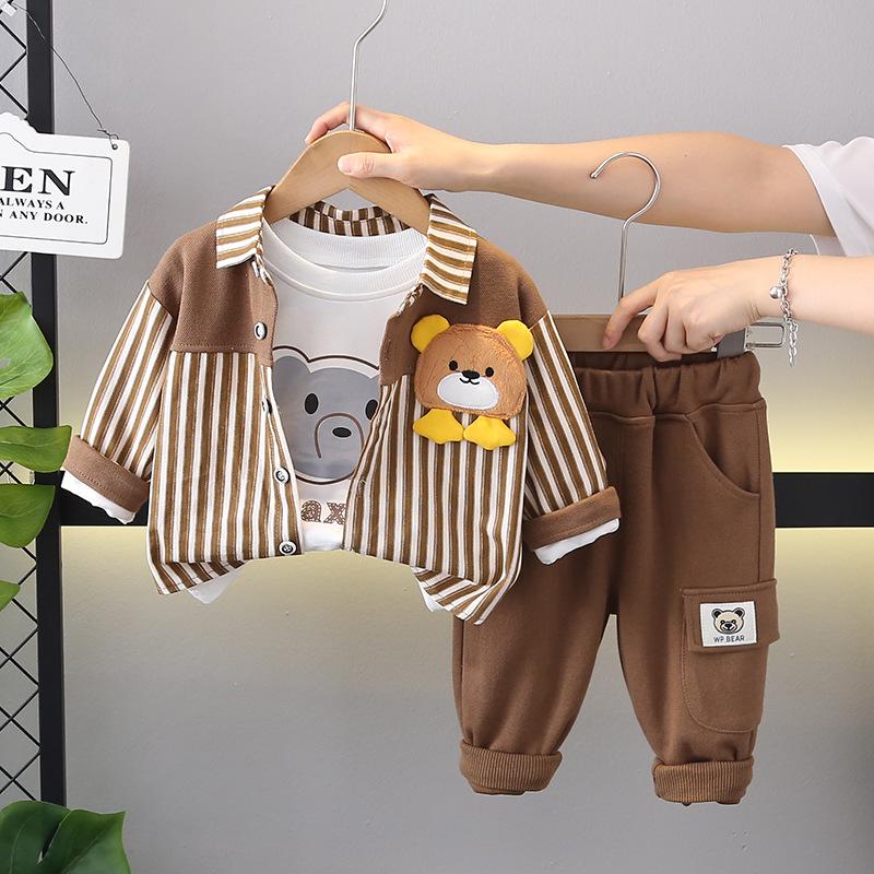 Stylish Autumn Baby Boy Three-Piece Set: Trendy Toddler Outfit for 1-2 Year Olds