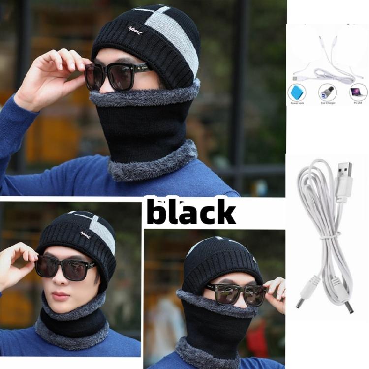 Winter Warm Beanies and Scarf Casual Hip Hop Hat Adult USB Heated Knitted Cap