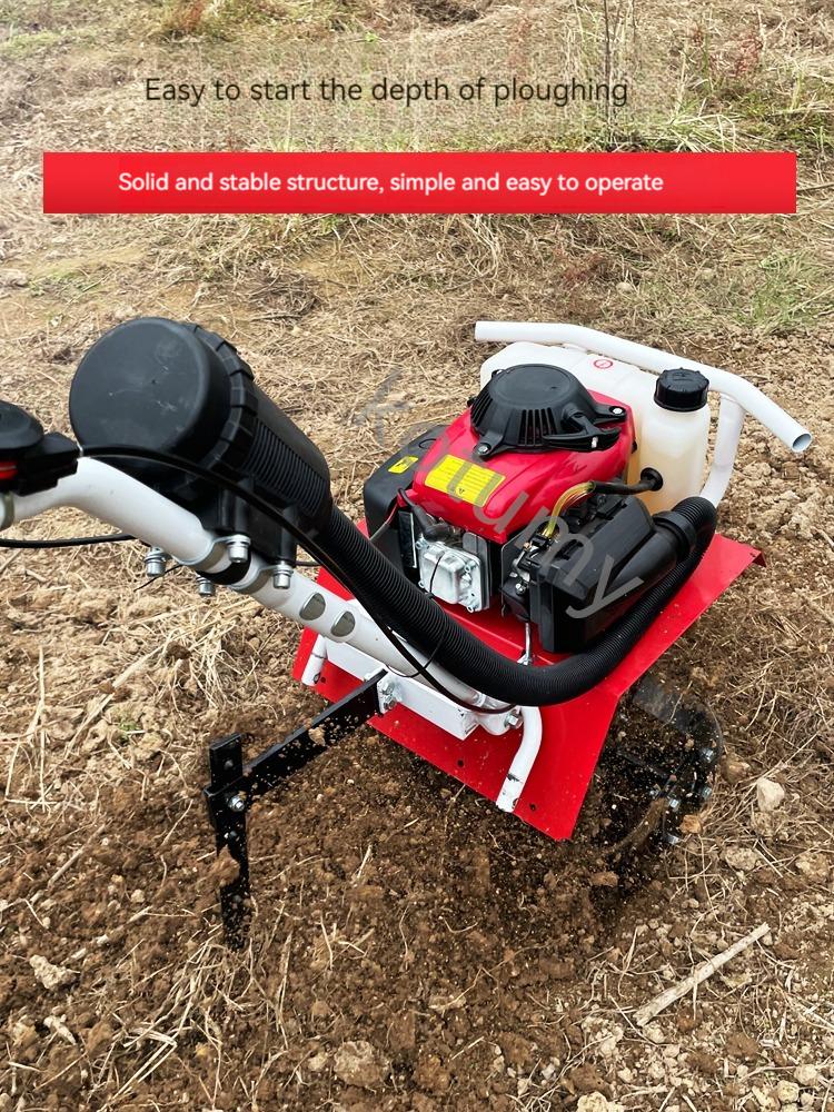 Agricultural Rotary Tiller Micro Tillage Machine Small Plough Soil Turning Household Gasoline Ditching Rotary Cultivator