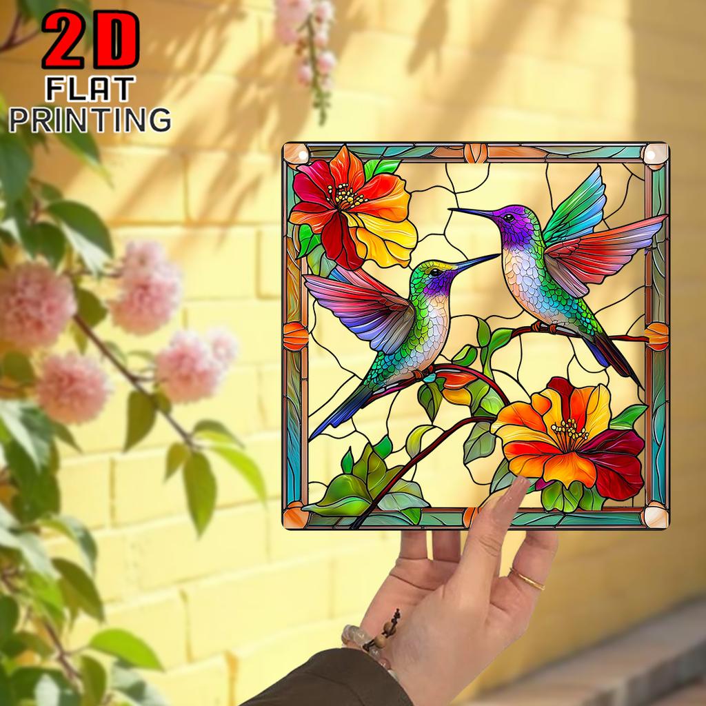 2D Flat Acrylic Featuring A Canary and Floral Decoration , Use No Batteries/Electricity Needed, Unique Indoor/Outdoor Decoration , Multipurpose