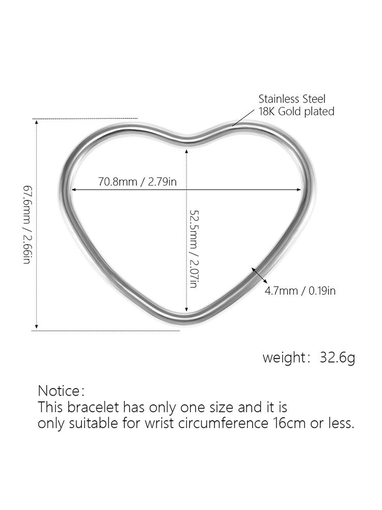 

Минималистичный браслет в форме сердца для женщин из нержавеющей стали с 18-каратным золотым покрытием, простые толстые браслеты для женщин, милый цирконовый подарок для девочек For wrist 16cm