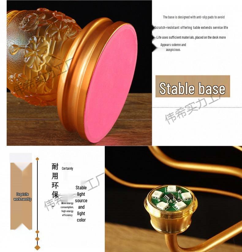 Seven-Color Lotus Lamp for Buddha Offering: Ever-Burning Guanyin Home Decor – Nine Horse Year Edition