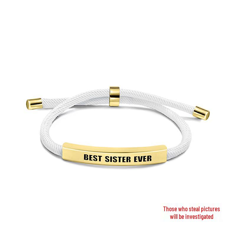 Multicolor Woven Rope Friendship Bracelet - Engraved Stainless Steel Christmas Gift