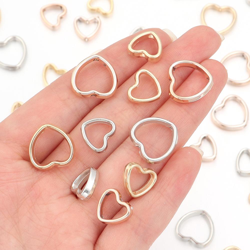 100 Stück Vergoldete Liebesherz Hohl CCB Perlen Kunststoff Lose Abstandshalter Perlen Für Schmuckherstellung DIY Halskette Armband Zubehör