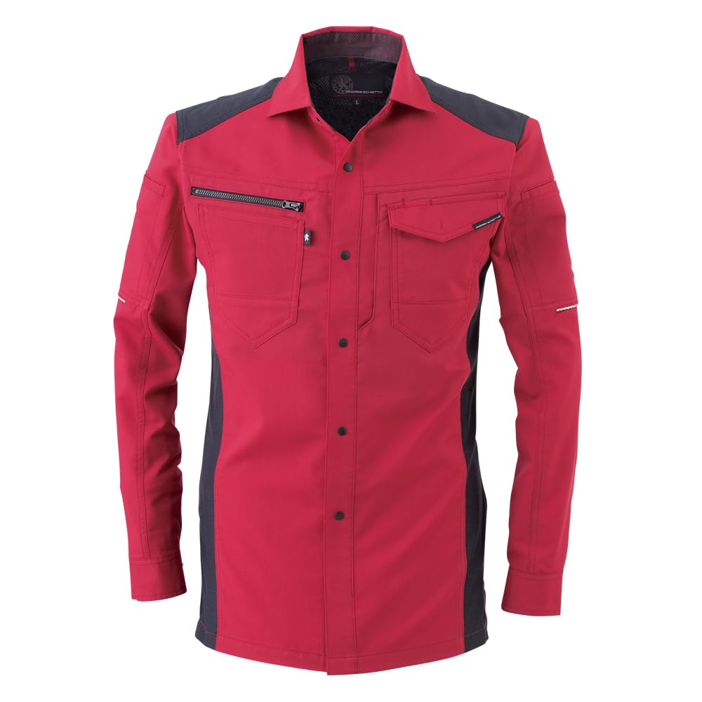 

CO-COS A-9078 Stretch Long Sleeve Shirt, Workwear, Summer, Cool to the Touch, Anti-Static, JIS UV Protection, Deodorizing, Men s, Unisex, Red, SS