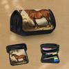Large Horse-Themed Pencil Case with Horse & Equestrian Design - Brown Zippered School & Office Organizer, Big Capacity Pencil Bag For, S, Back To Coll
