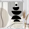 Minimalist Abstract Shower Curtain Modern Geometric Minimalist Neutral Contemporary Bathroom Accessories Decor Shower Curtains