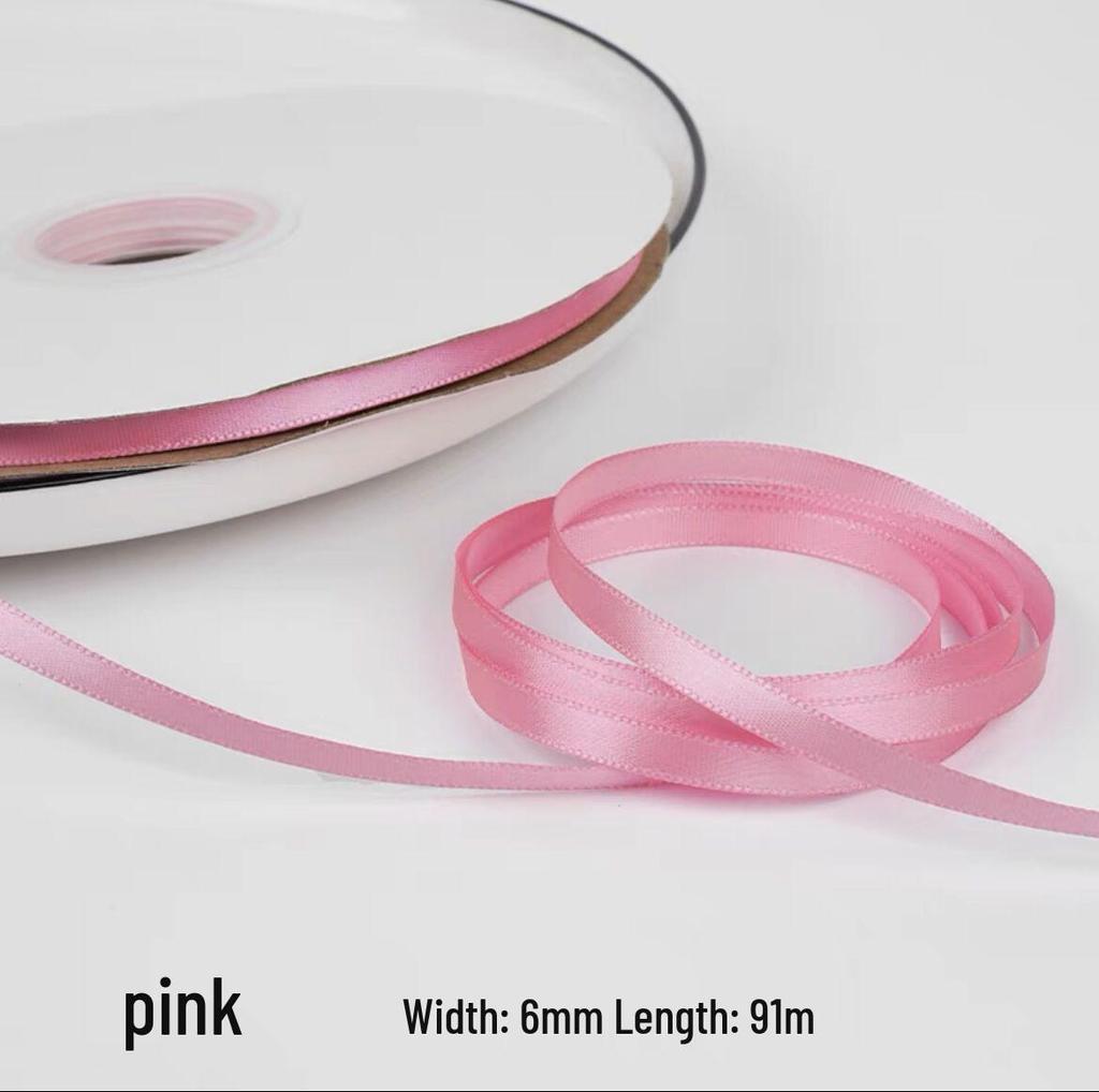 "0.6cm-1cm Polyester Ribbon for DIY Bows, Bouquets, and Gift Boxes"