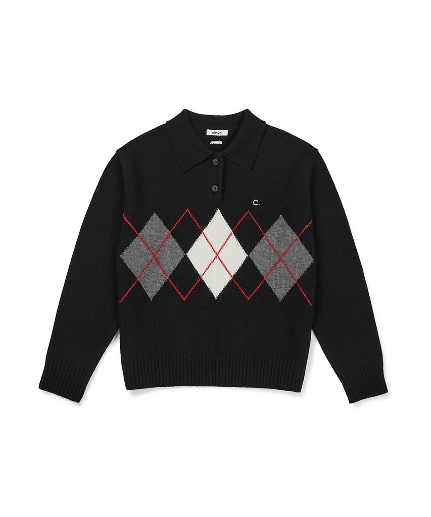 CLOVE [26Fw CLOVE] Argyle Collar Pullover (Black)