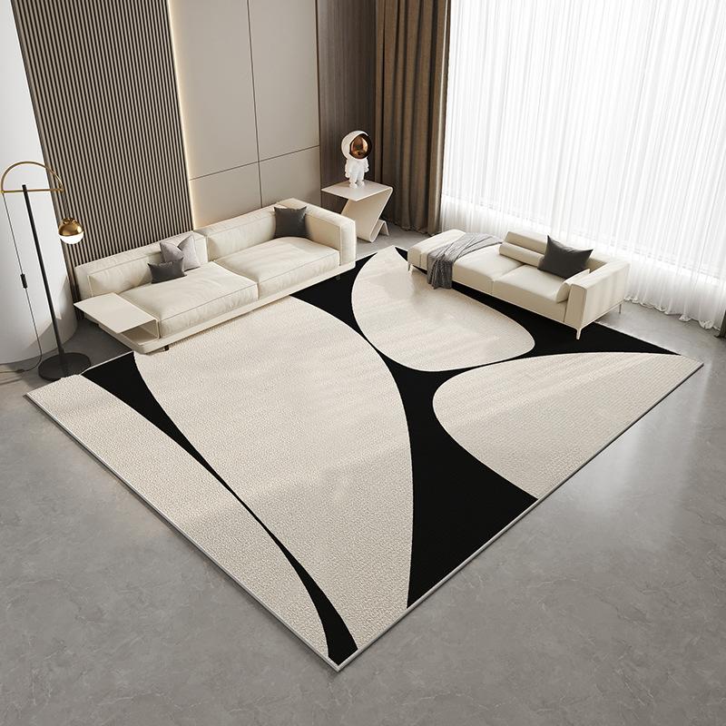 

Простий Високоякісний Чорно-білий Килим з Супертонкої Пряжі для Вітальні, Нековзний, Вбираючий Килимок для Підлоги, Внутрішнє Оформлення 160x230cm 63x90inch