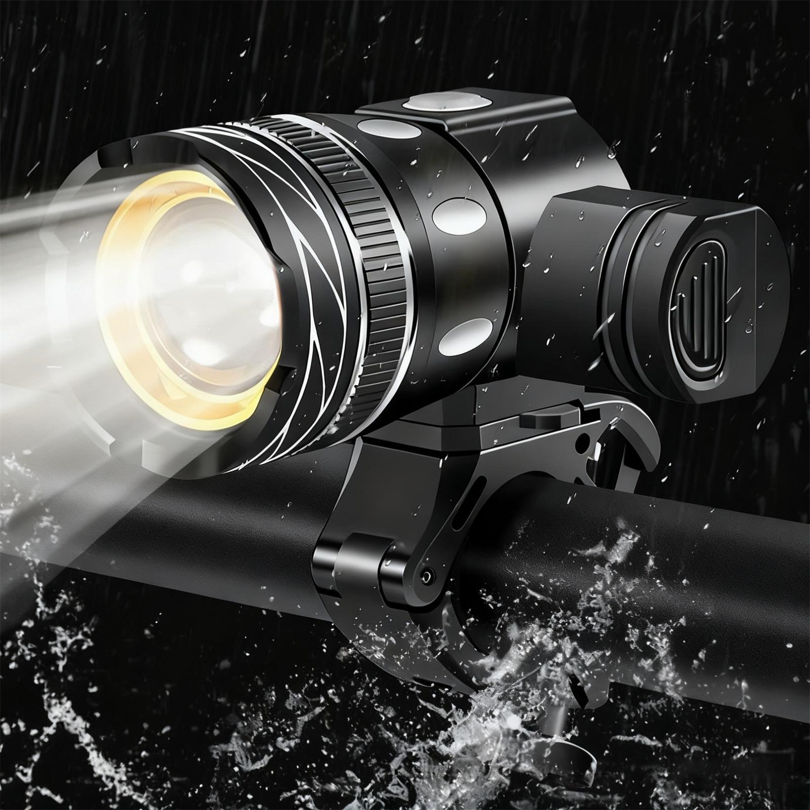 

headlamp,YIWENG Bike Light Front Headlight USB Rechargeable Flashlight able with 3 Light Modes for 22-28mm Diameter Handlebar Mountain Road Bike One Size чёрный