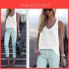 Womens Sleeveless Blouse With Solid Color Design For Casual Summer Wear