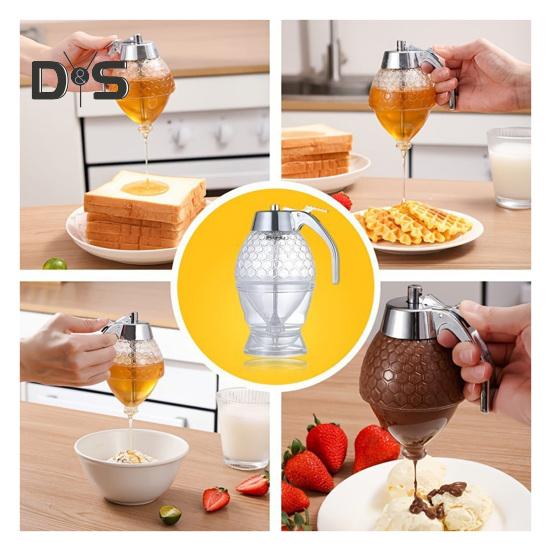 1/2 Stück Honigspender-Vorratsglas mit Ständer, großes Fassungsvermögen, auslaufsicheres Design, BPA-frei, Honigtopf in Wabenform