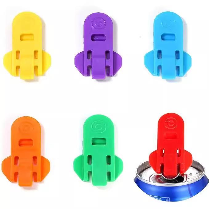 6pcs Can Opener Handheld Plastic Small Sealer for Beer Cola Beverage Cans Simple Rotating Dustproof Cup Lid Sealing Small Tool