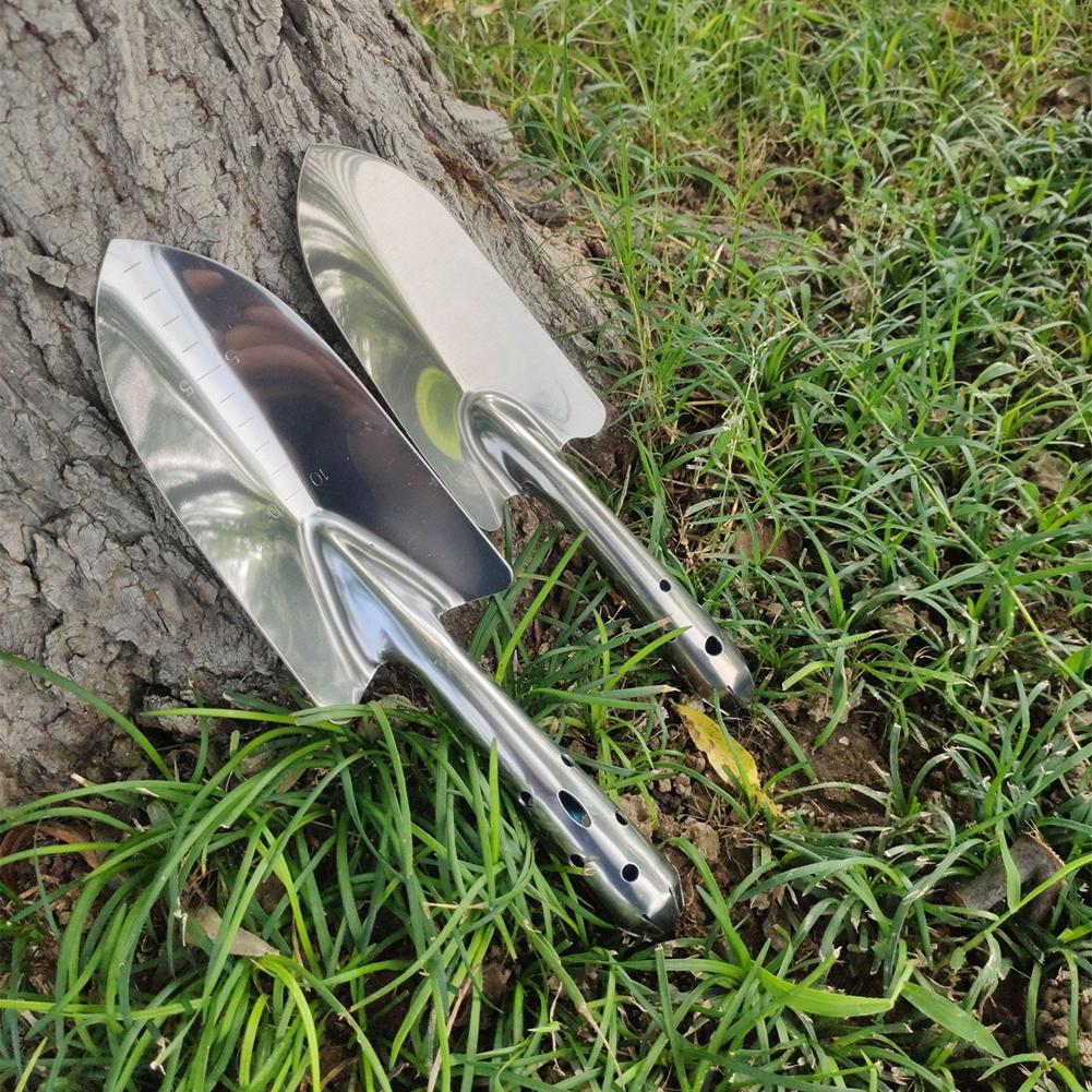 Stainless Steel Shovel With Measurement Markings, Comfortable Grip For Garden And Yard Work Lightweight Landscaping Tool