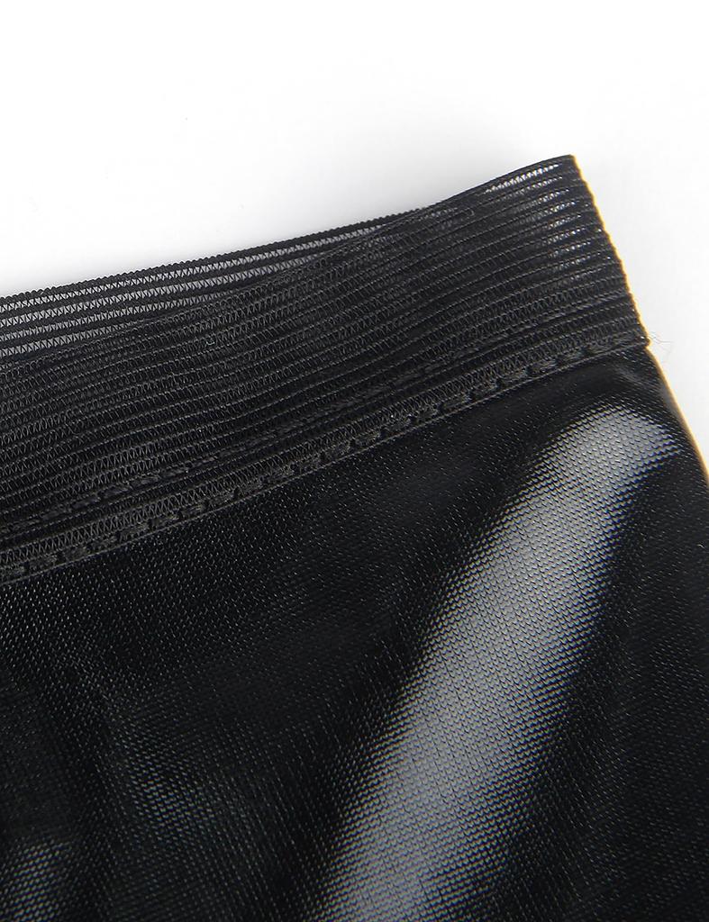 OhyeahLady PU Plus Sexy Shiny Black Solid Fashion Size 2XL Women's Panties, Size, Panties, Low-Rise, Butt-Slimming, Color, Briefs, Stretch, Clubwear,