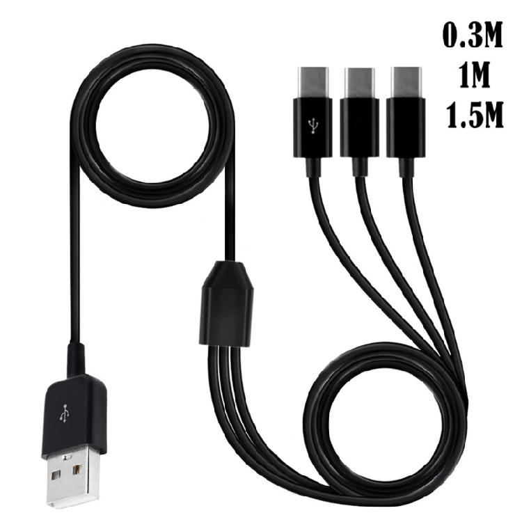 Multi USB C Sync Cable, 3 in 1 Charging Cord with 3 Type-C Male Plug for Mobile