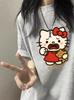 2026Summer Hold Bear Printing Supersized Loose Wacky Subject Womens summer loose and fashionable style