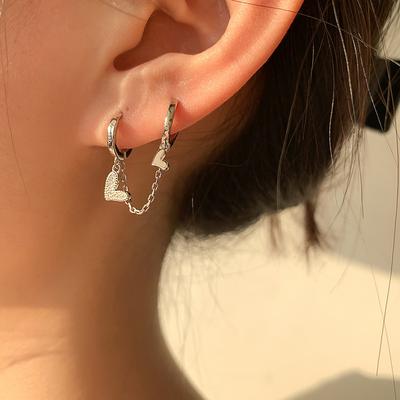 Flash Drill Double Ear Piercing Tassel Temperament High-end Atmospheric Design and Personalized Earrings