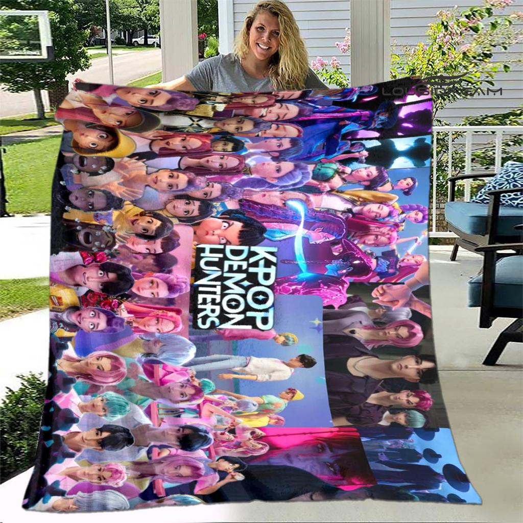 3D KPop Demon Hunters Cartoon blanket Warm blankets Soft and comfortable blanket Home Travel Blankets bed linings Birthday Gift