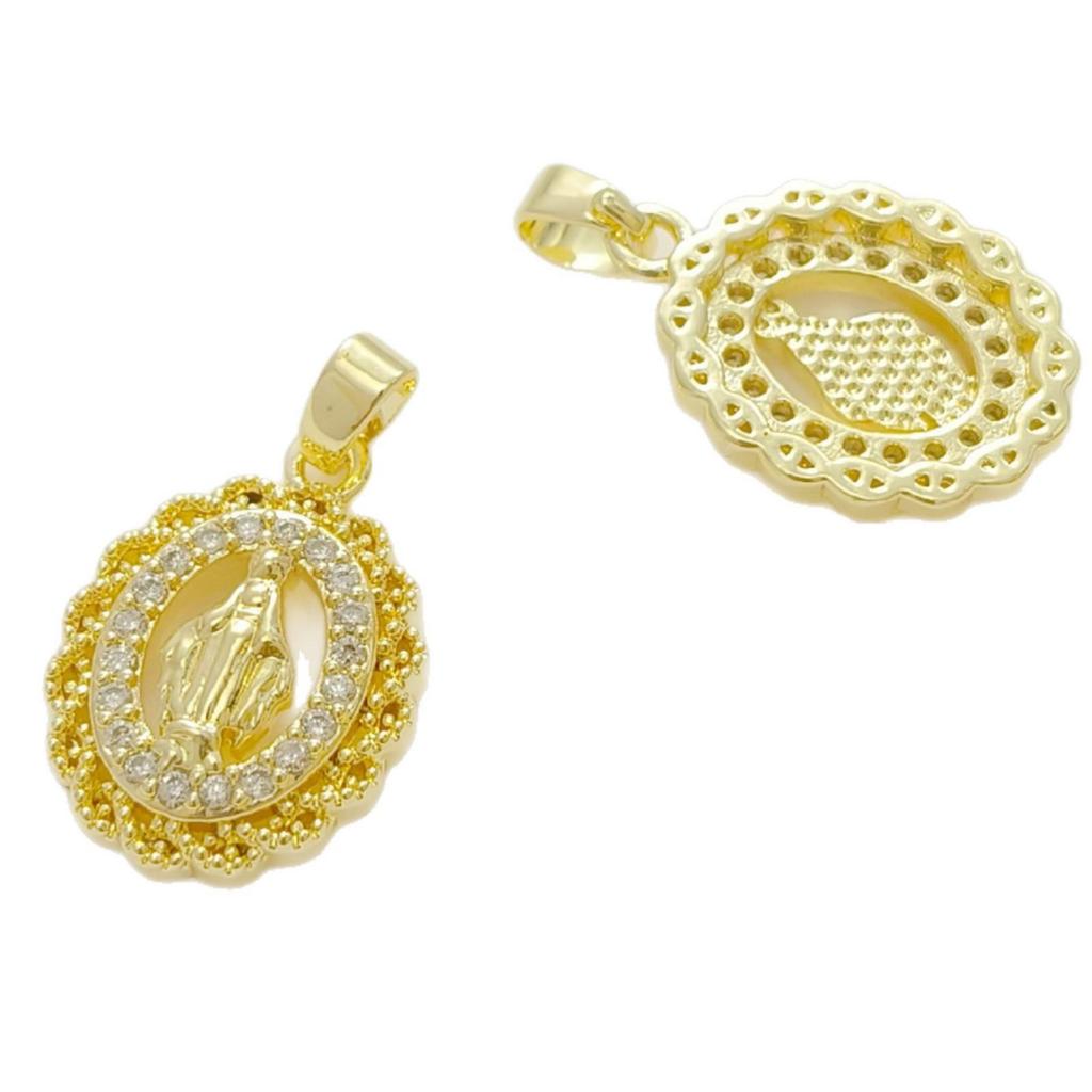 Gold-Plated Virgin Mary Pendant Necklace - Handmade Heart Design