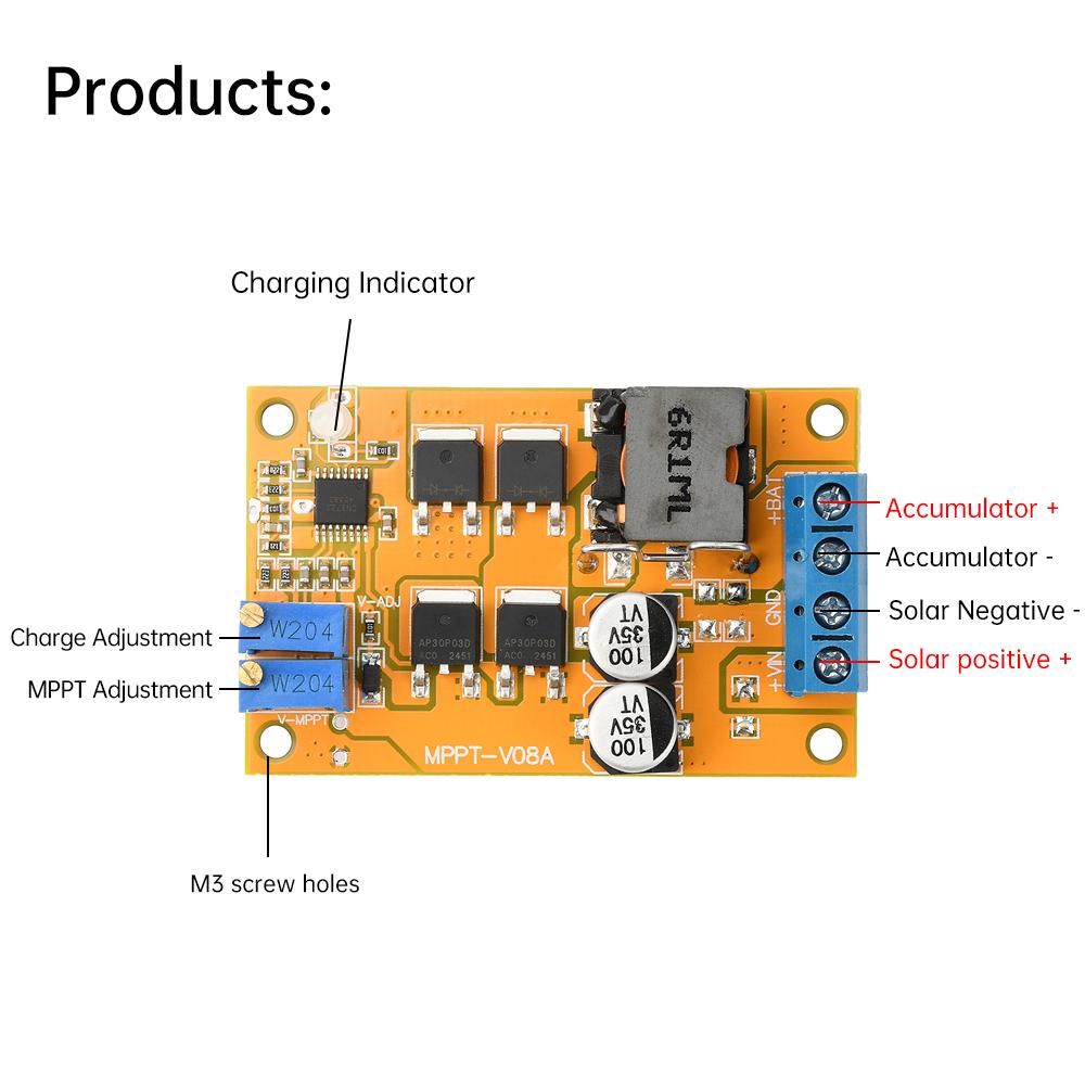 DC 100W 8-30V 5A 6A MPPT Solar Charge Controller Solar Charging Board Lithium Battery Board Solar Charging Control Board