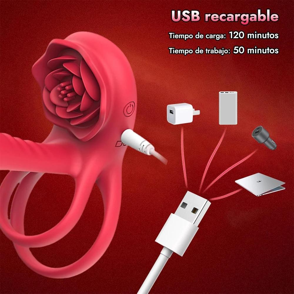 Powerful Rose Vibrating Cock Ring Vibrator Penis Sleeve Sucking Stimulator G-spot Erection Ring Clitoral Couples Adult Sex Toys