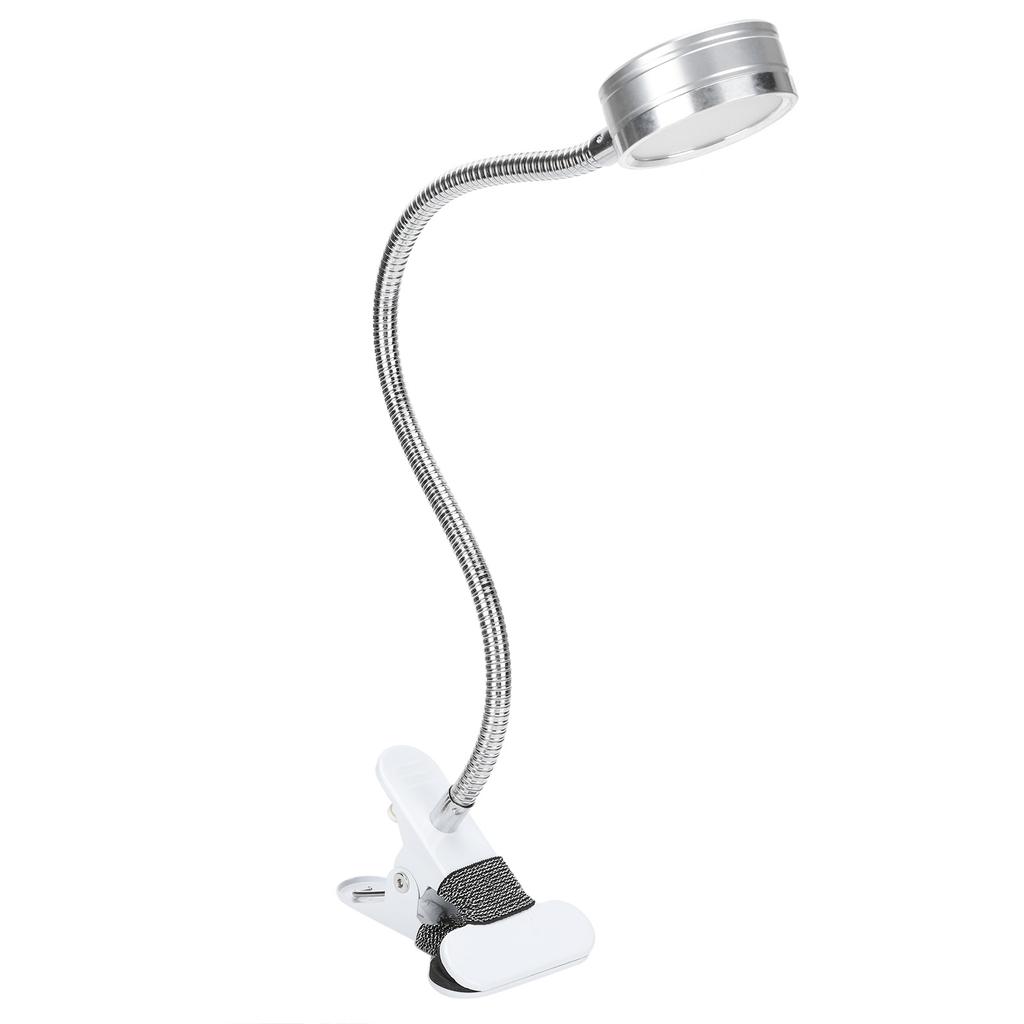 Clamp Light USB Warm Cold Color Temperature 360 Degrees Adjustable Gooseneck Light (Silver)
