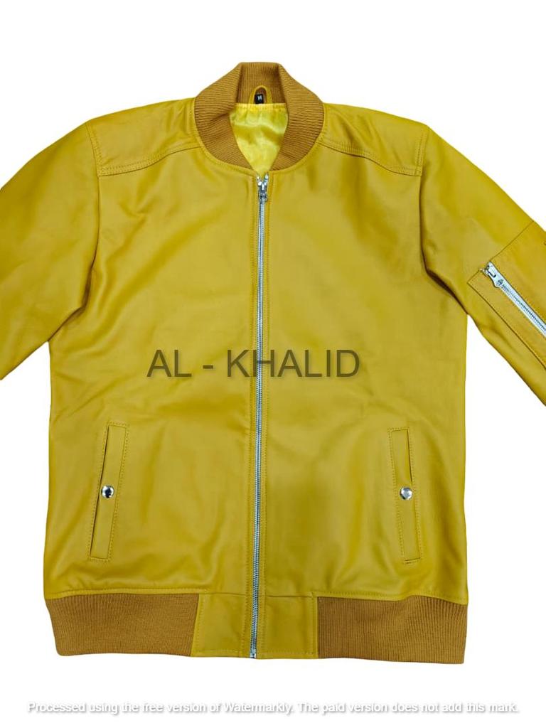Echtes Leder Handgefertigt Lammfell Weich Herrenjacke Gelb Stilvoll Echtes Lammfell