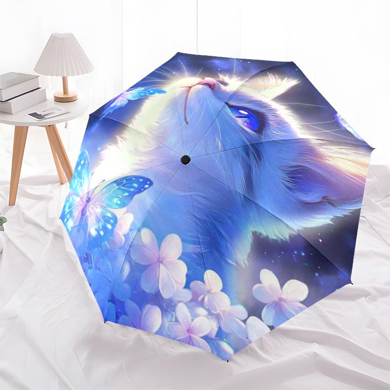 

1pc Blue Butterfly Dreams: Outdoor Umbrella - Automatic Opening/Closing, Foldable Design, 8-Rib Iron Frame, Perfect Gift for Fans and Travelers.L010