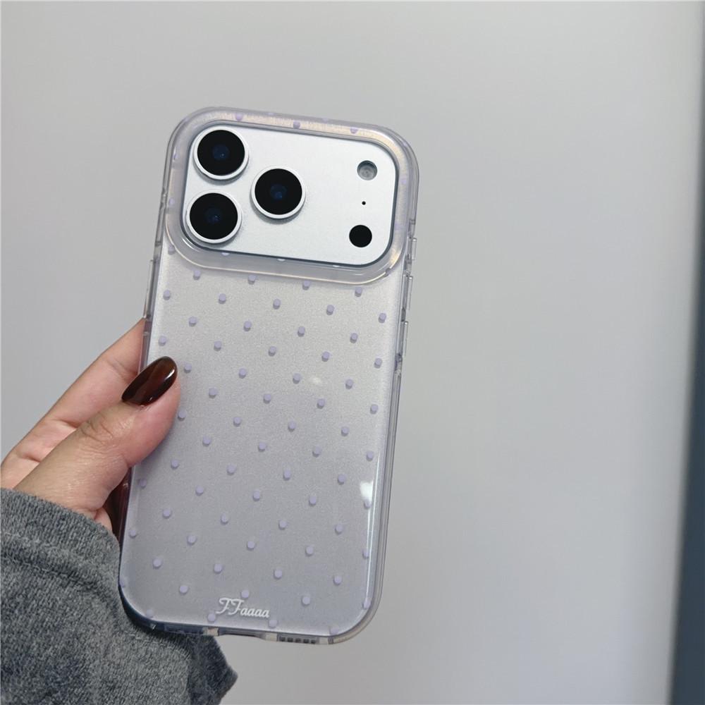 Dopamine Fresh Small Polka Dot Double Layer Phone Case for iPhone 17 Pro Max/16/15 Pro - Korean Style 15Pro