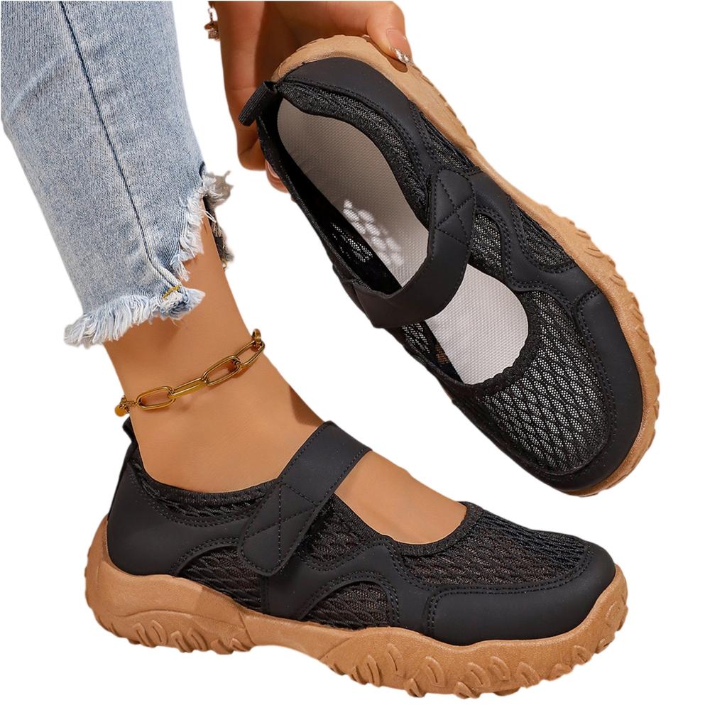 Women Fashion Mesh Platform Casual Shoes Hook and Loop Closure Lightweight Breathable Slip On Comfortable Walking Sneakers