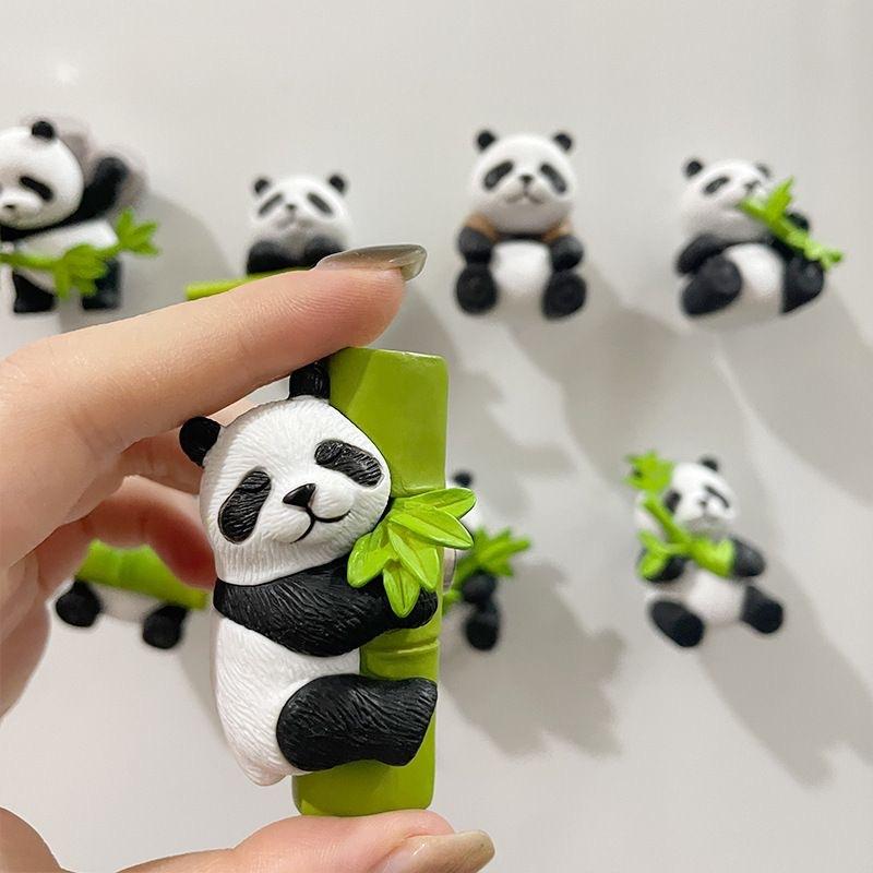 8 Stück/Set Panda Kühlschrankaufkleber 8-teilig Magnetisch Saugend 3D Dreidimensional Eis Kühlschrank Heimdekoration Verzierung Magnet Reise Souvenir