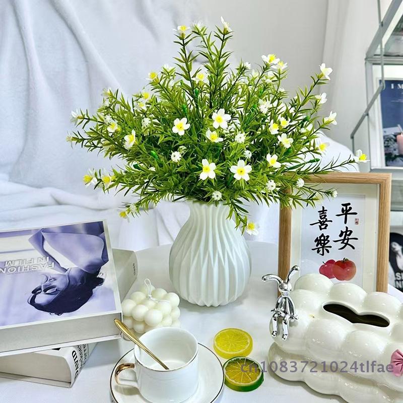 1 Pc Nordic Flower Vase Imitation Ceramic Plastic Flower Vase Living Room Desktop Decoration Wedding Centerpiece Arrangement