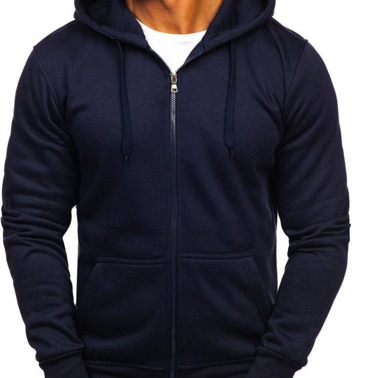 

Осенне-зимняя мужская толстовка на молнии, мужская повседневная спортивная толстовка с капюшоном, куртка XXXL темно-синий