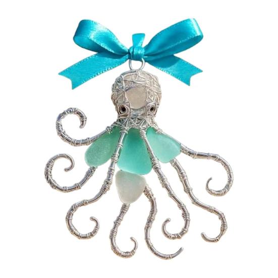 Car Pendant Handcrafted Sea Glass Ornament Sea Turtle Octopus Seahorse Ocean Animal Design Ornament Beach Decor E