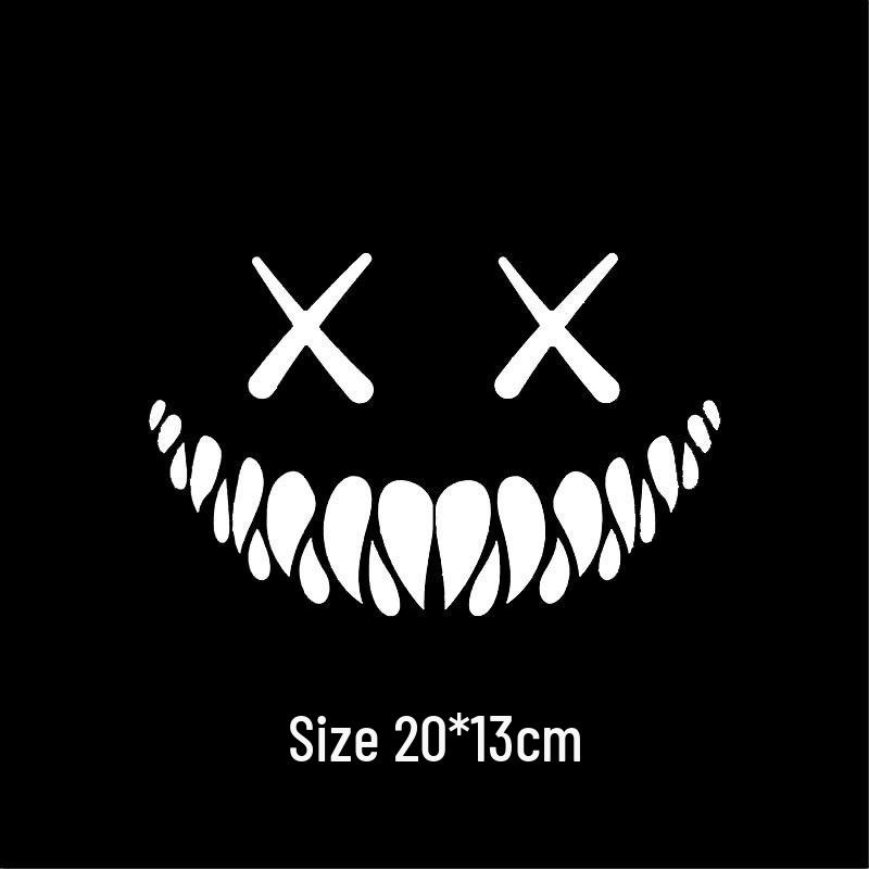 Reflective Devil Smile Face Car Sticker: Electric Vehicle Window & Body Decal