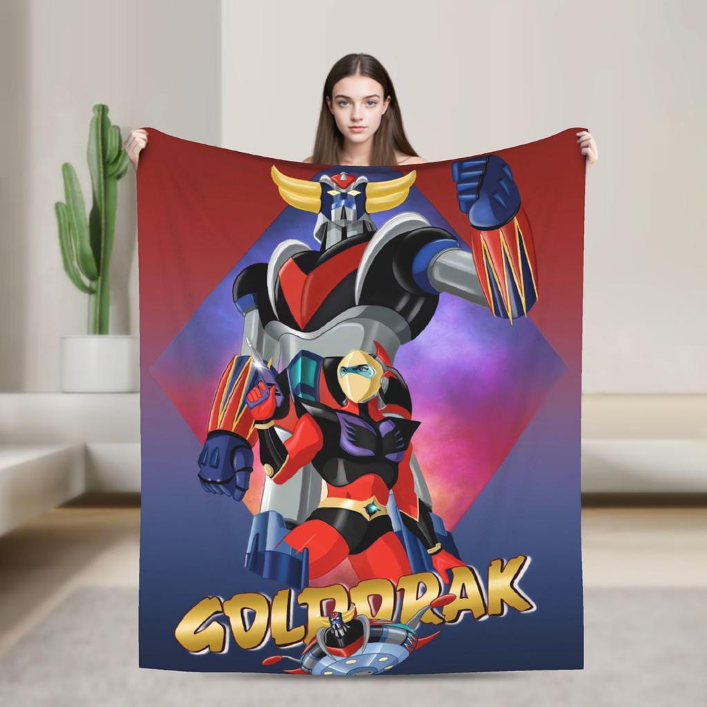 Goldorak Cartoon Blanket  Super Soft Print Plush Bedding Throws For Couch Chair Airplane Travel Flannel Bedspread Bed Cover
