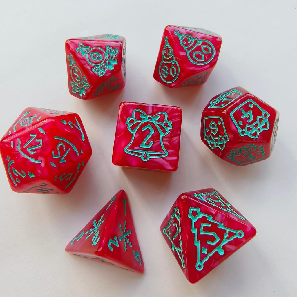 7pcs/set New Snowman Christmas Tree Pattern Christmas Dice DND Number Dice Running Team Board Game Dice Set Christmas Supplies