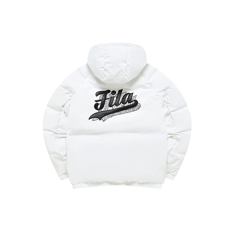 Fila Fusion Letter Hooded Simple Lightweight Warm Long Sleeve Down Jacket Men Jacket White T11M242908F-WT