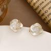 White Enamel Oil Flower Stud Earrings for Women Cute Small Twist Earrings Wedding Party Simple Elegant Zircon Gift