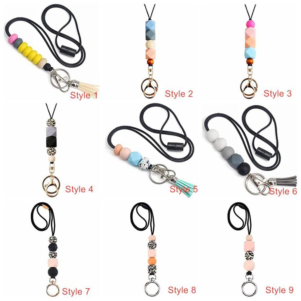 Nurse Necklace Silicone Beaded Lanyard Anti-Lose Teacher Lanyards ID Badges Lanyard  Great Gift