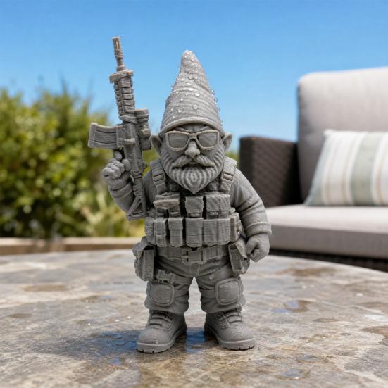 3D Printed Dwarf Soldier Ornament, Waterproof Resin Sun And Rain Resistant Statues, Armed Miniature Figurine for Outdoor Indoor Decor