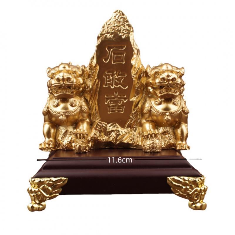 [Alloy Resin] Taishan Stone Gantang Wholesale Antique Style Double Lion Living Room Office Decoration Craft Collectible