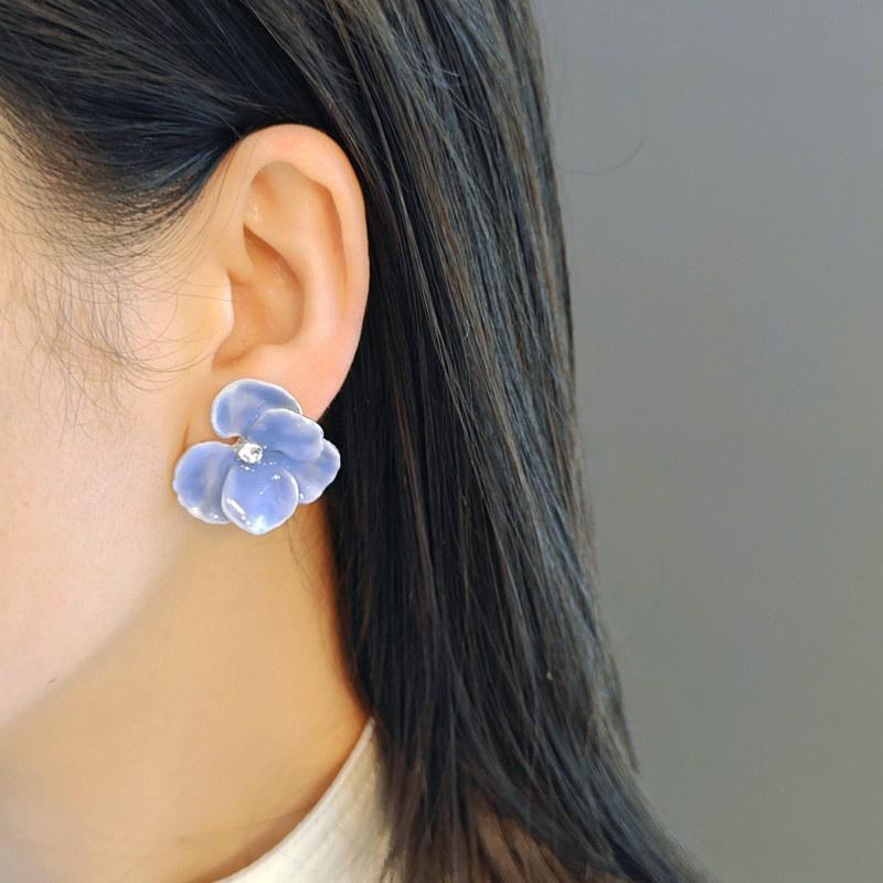 1Pair Vintage Colorful Stereoscopic Petal Flower Earrings For Women Girls Luxury Travel Seaside Fashion Earrings Photo Props